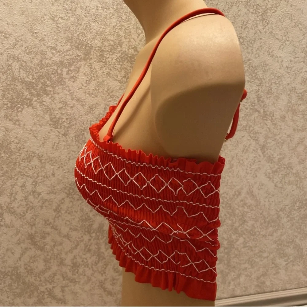 Xhilaration Red Smocked Bikini Top